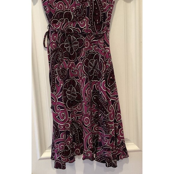 Apt 9 Dress Size Small Purple Black Paisley Print Faux Wrap - Picture 6 of 6